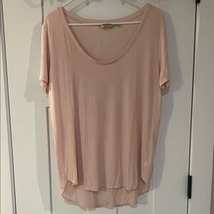 Athleta Ribbed Tee Shirt Women’s Large Blush Pink Stretch Casual Top
